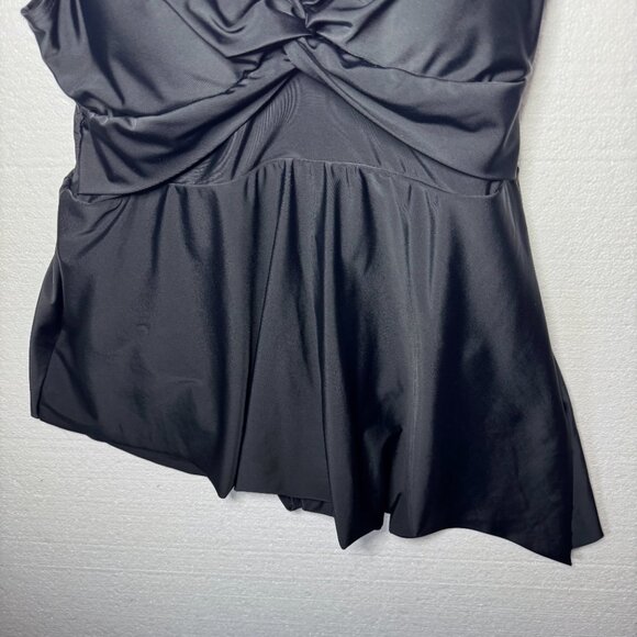 Torrid Womens Plus Sz 1 1X Black Asymmetrical One Piece Swim Dress Bathing Suit - Picture 7 of 12